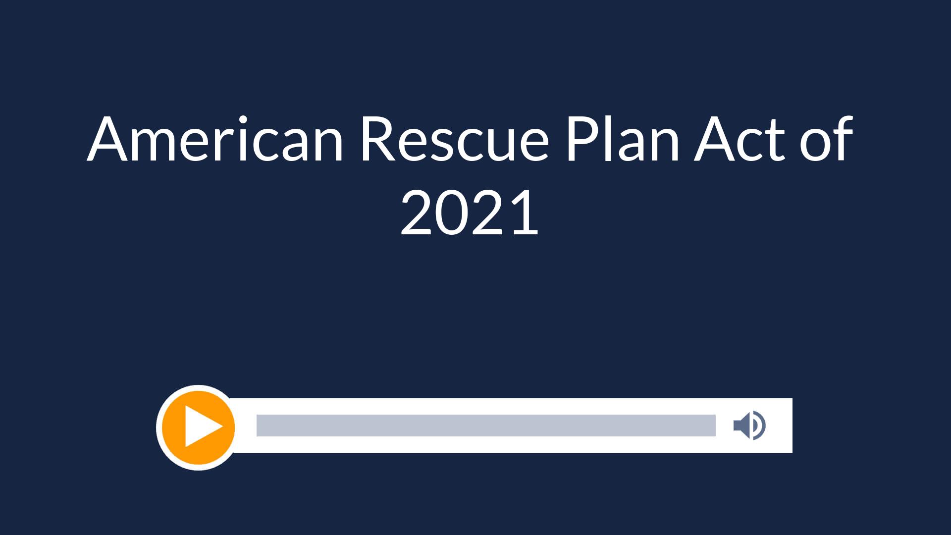 American Rescue Plan Act of 2021